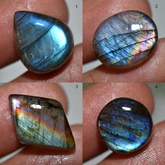 Amazing Quality Purple Labradorite Gemstone – Mixed Shapes, Smooth Flat Back Blue Crystal for Rings