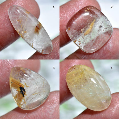 Golden Rutile Cabochon - Polished Mixed Shape Gemstones for Ring