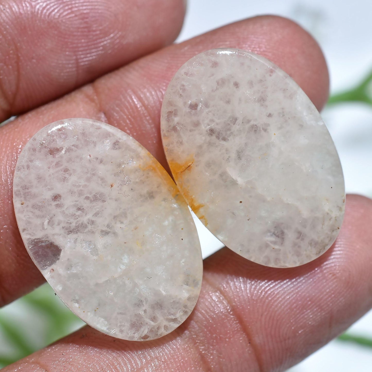 Natural Orange Agate Crystal Pair - Oval & Square Banded Agate Smooth Matched Earring Pair