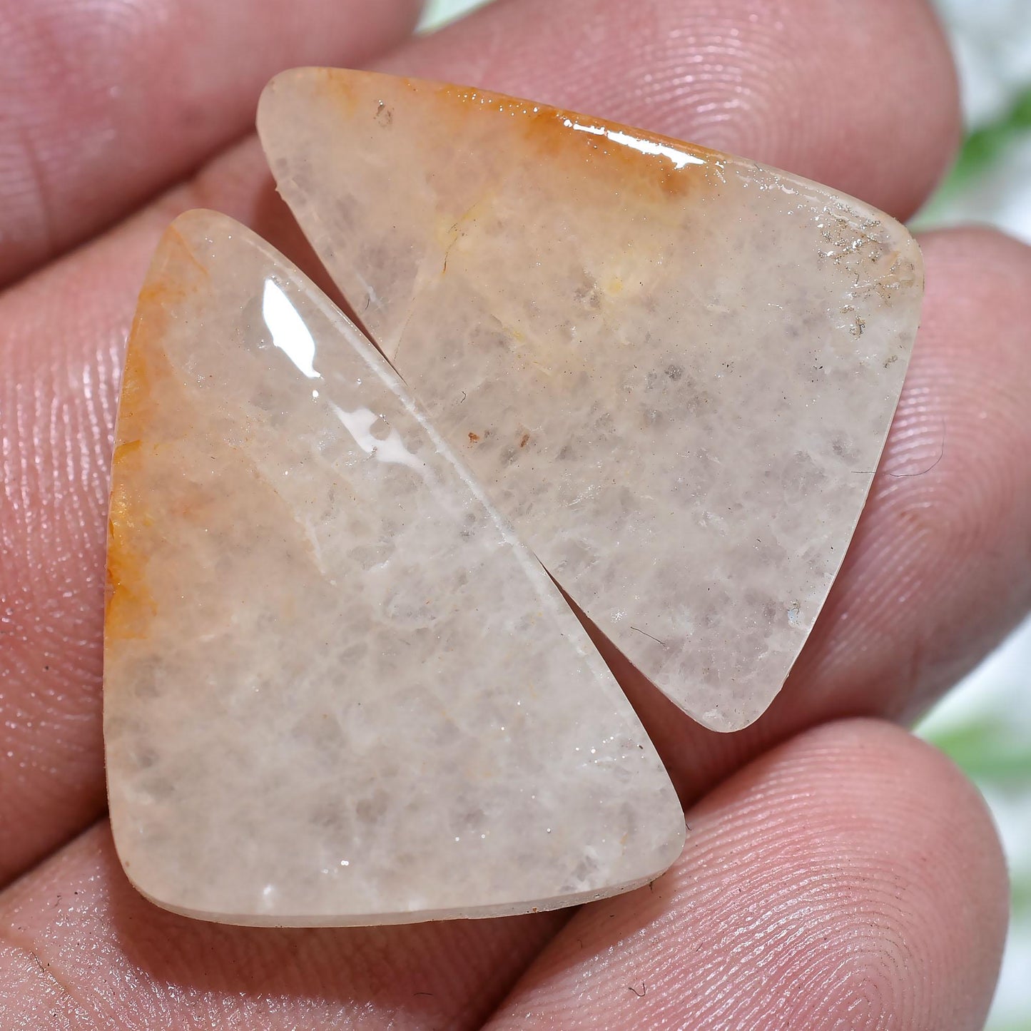 Orange Agate Gemstone Matched Pair - Fancy Shape Crystal Flat Back Stone