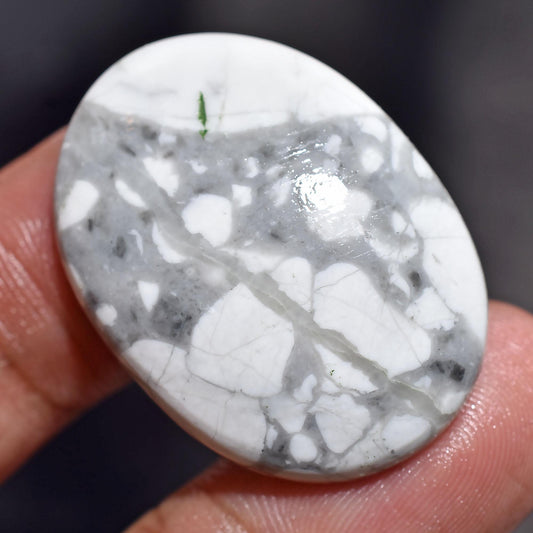 Top Quality White Howlite Cabochon - Oval Flat Back Stone for Jewelry & Pendants