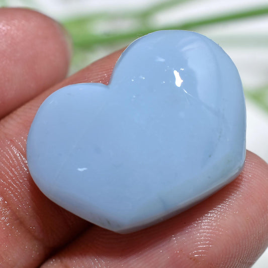 Blue Opal Smooth Finish Heart Shape - Owyhee Blue Opal Healing Crystal