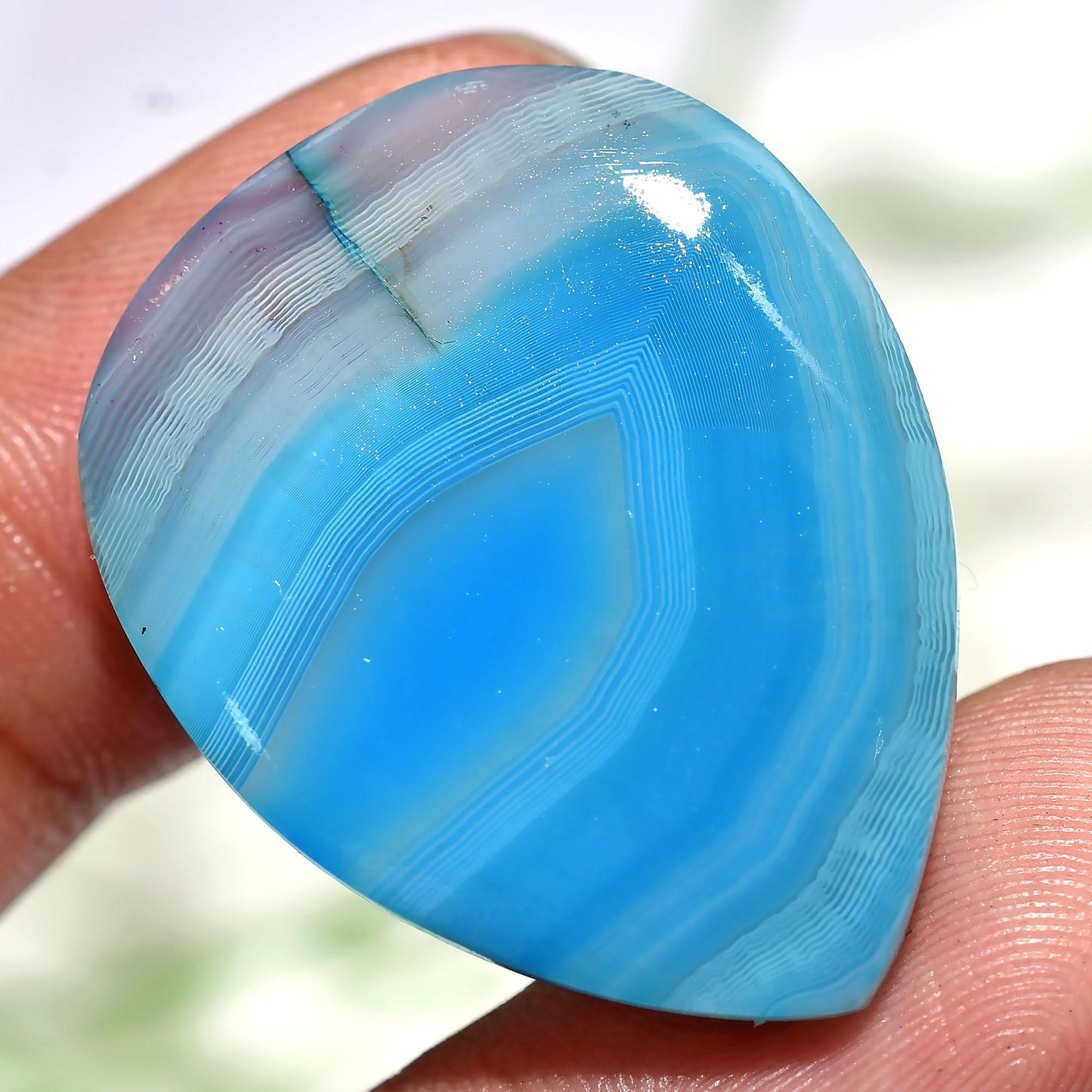 Stunning Blue Botswana Agate Cabs - Oval Smooth Flat Back Stones for Pendants