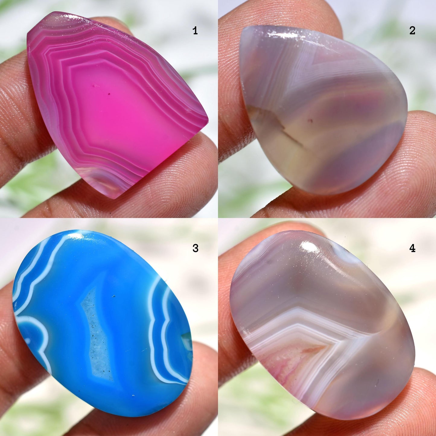 Botswana Agate Gems - Oval & Pear Shaped Smooth Designer Cabochons