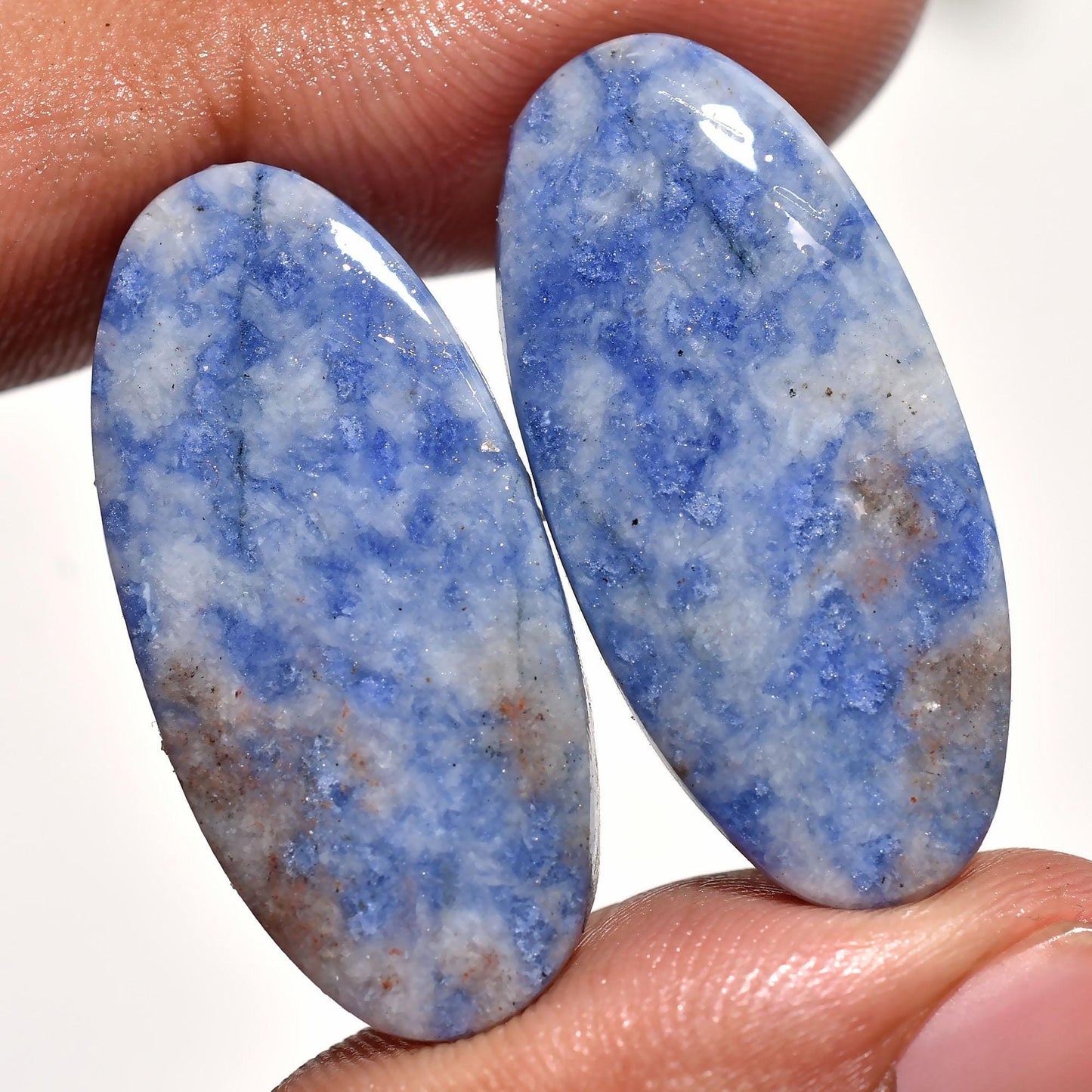 Best Quality Blue Sodalite Pair Gemstone – Oval Smooth Matched Pair for Earrings