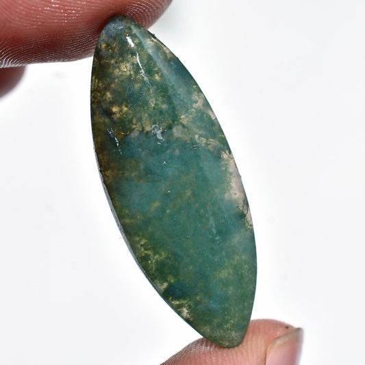 Natural Green Moss Agate Gemstone – Marquise Cabochon for Custom Pendants & Rings