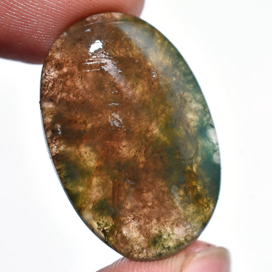 Natural Trendy Moss Agate Cabochon – Oval Flat Back Crystal Agate 18x28x2mm