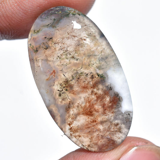 Natural Moss Agate Gemstone Oval Shape Loose Cabochon For Making Jewelry