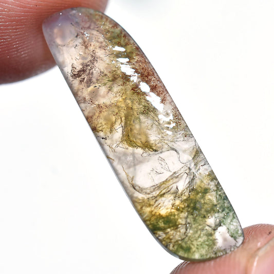 Fancy-Shaped Natural Green Moss Agate Cabochon – Healing Crystal for Pendant Making