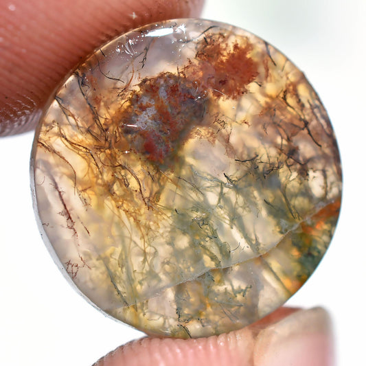 Rare Beautiful Moss Agate Gemstone – Healing Crystal Round Loose Cabochon for Wire Wrapping