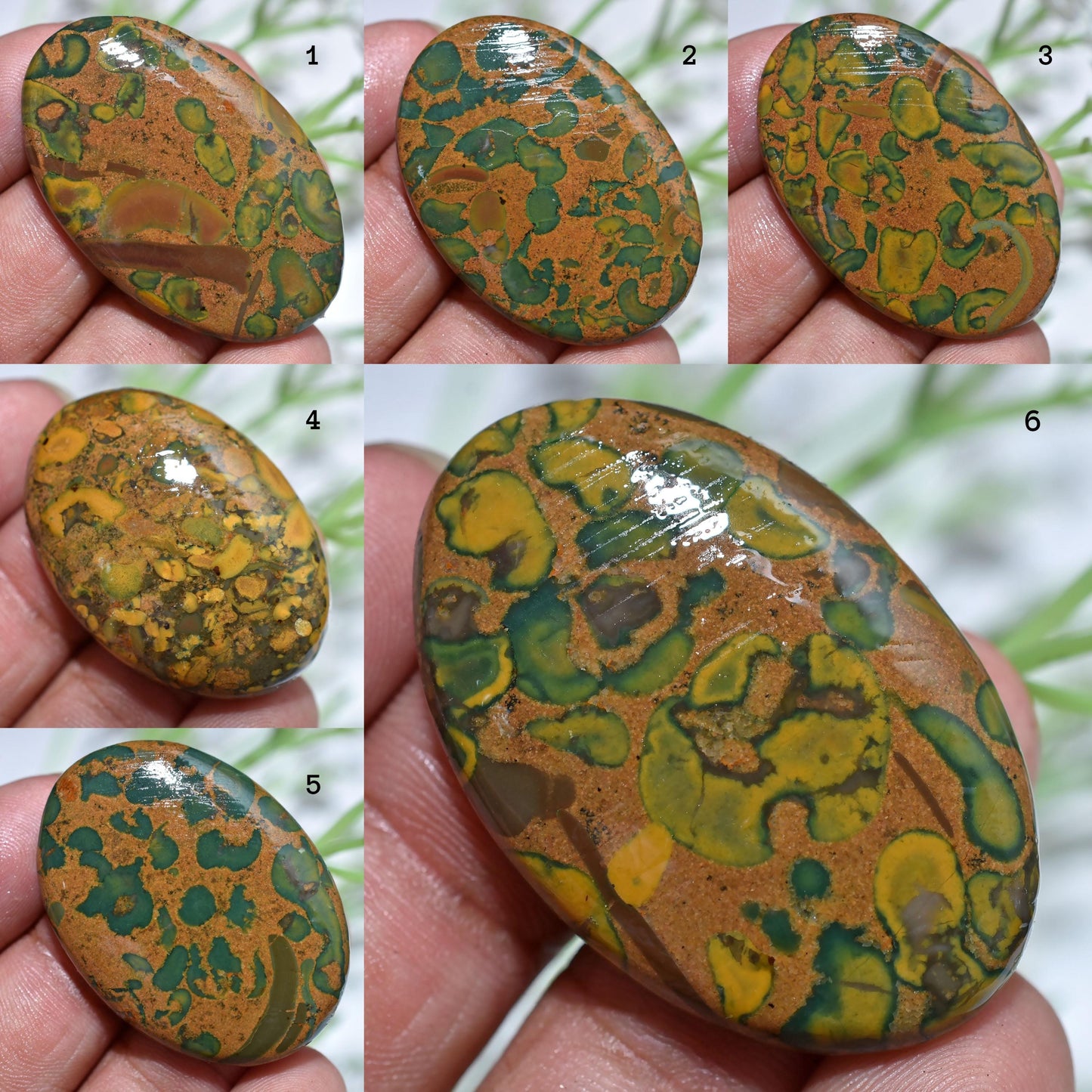 Beautiful Fruit Jasper Cabs - Oval Shaped Smooth Polished Gemstones for Jewelry Making