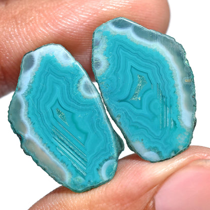 Designer Window Druzy Gemstone Pair – Beautiful Color Agate Slice Druzy for Earrings