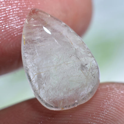 Rutile Quartz Gemstone - Pear-Shaped Rutile Crystal Cabochon, Loose Stone, Rutile Small Stone Ring Making, Wholesale Price Stone