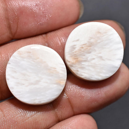 Natural White Scolecite Earrings Pair - Mixed Shape Smooth Stones