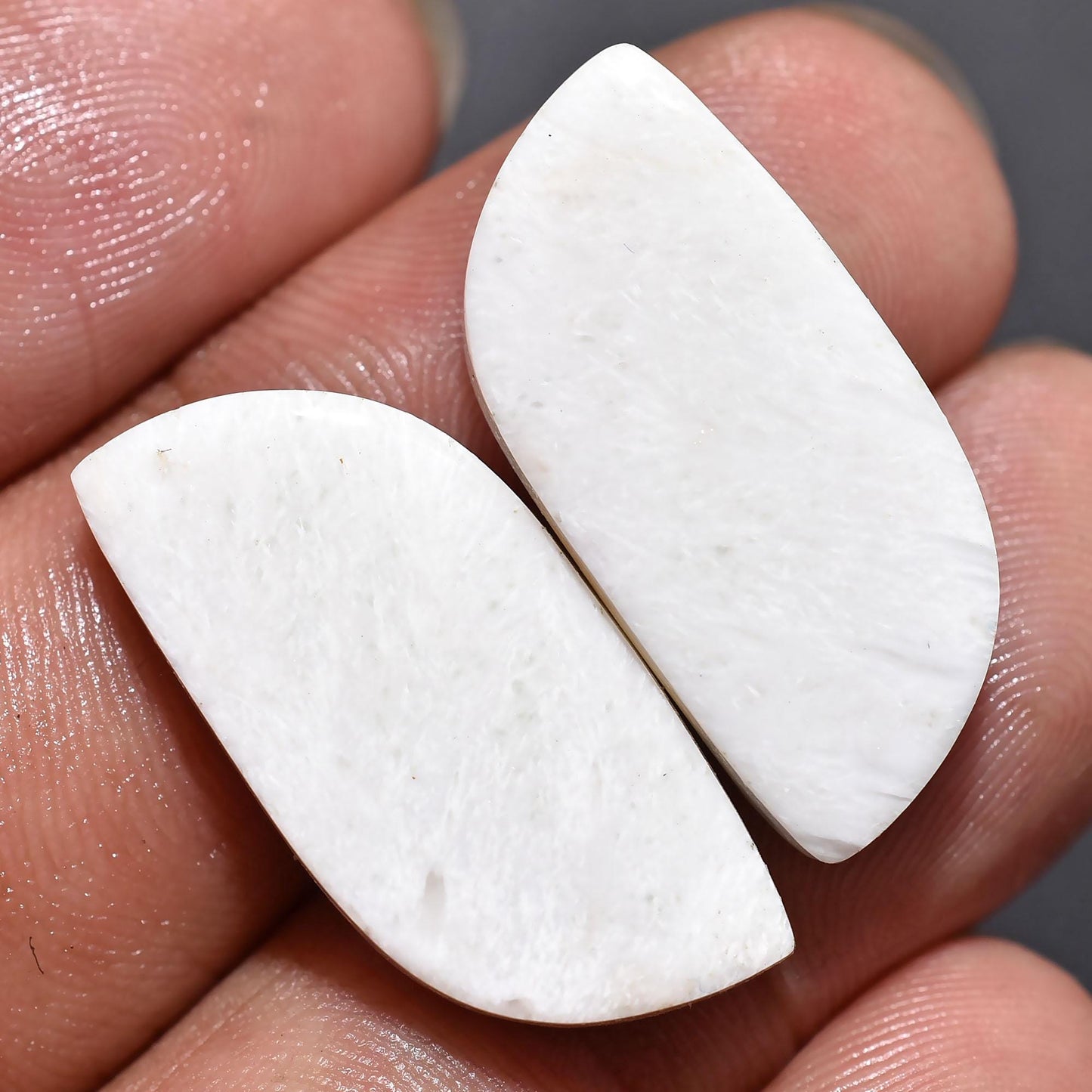 Natural White Scolecite Earrings Pair - Mixed Shape Smooth Stones