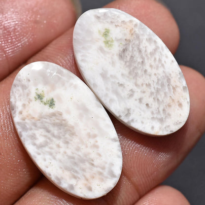 Natural White Scolecite Earrings Pair - Mixed Shape Smooth Stones