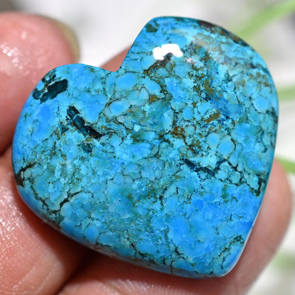 Blue Wild Horse Heart Shape Cabochon, Smooth Polished Crystal For Jewelry Making