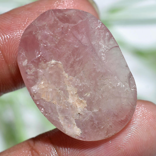 Rose Quartz Rough Stone – Natural Oval Shaped Rose Quartz Cabochon for Jewelry