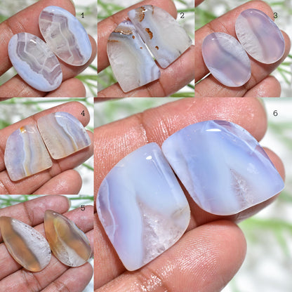 Blue Lace Agate Earring Pairs – Matched Semi-Precious Gemstone Pairs for Jewelry Making | Wholesale