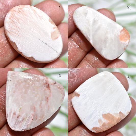 Natural Peach Scolecite Cabochons – Wholesale Designer Gemstones for Jewelry Making