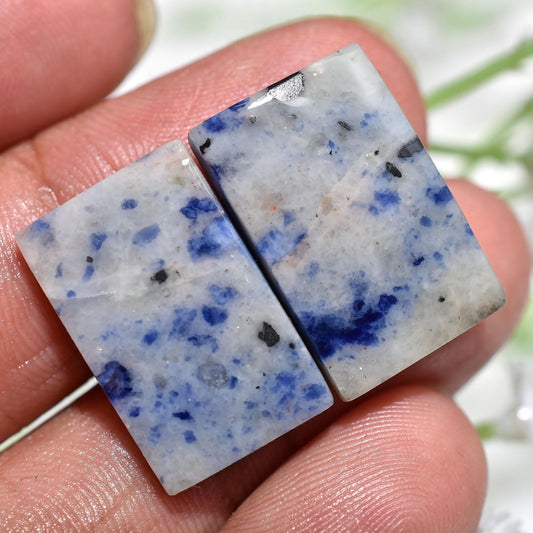 Blue Sodalite Earrings Pair – Square-Shaped Sodalite Cabochons for Jewelry Making