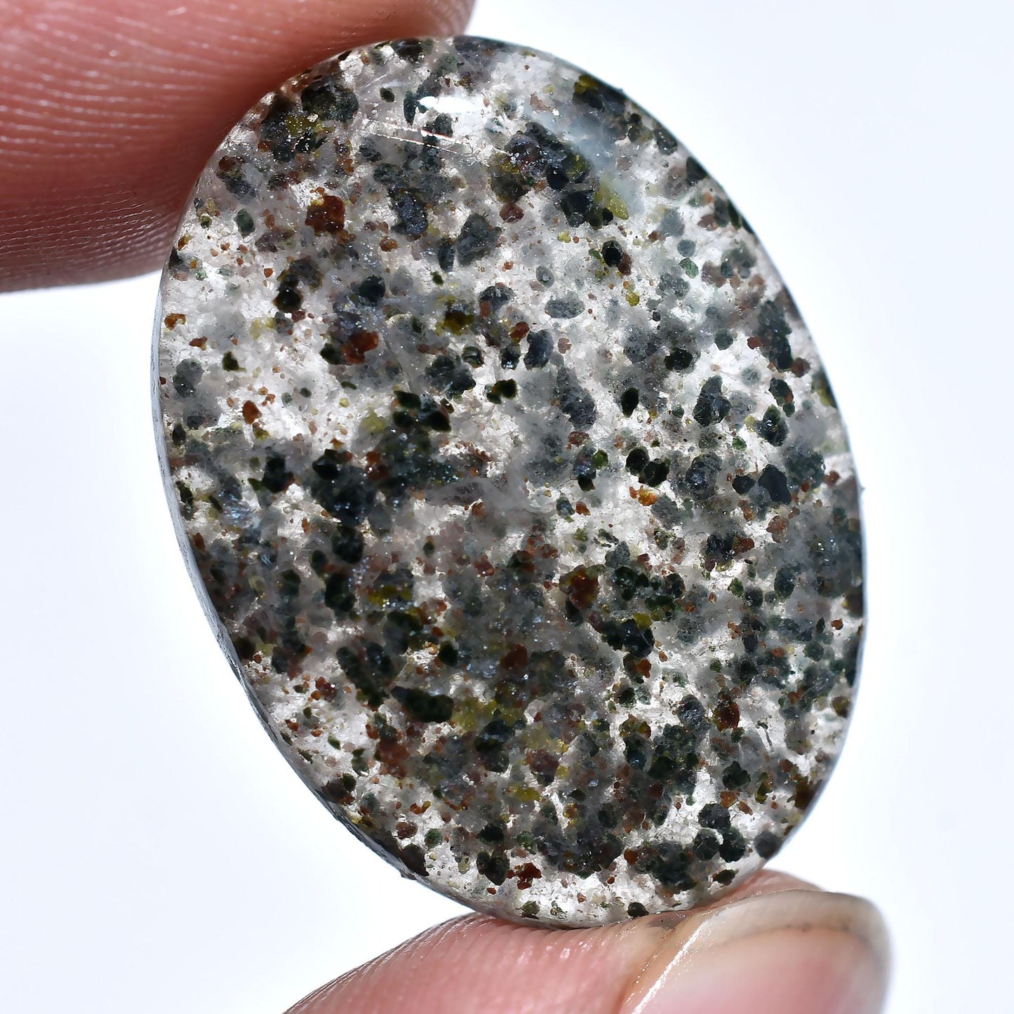 Natural Dotted Rutile Quartz Cabochon – Oval Rutilated Gemstone for Jewelry Making