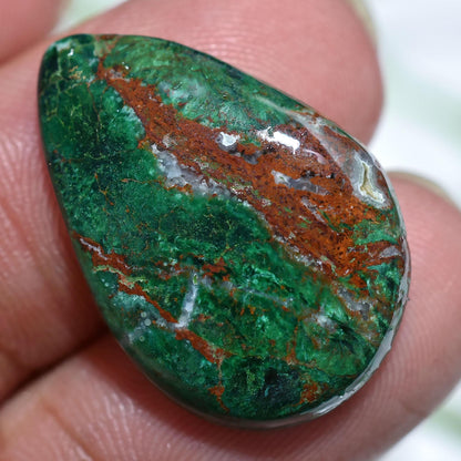 Natural Green Malachite Chrysocolla – Pear Shape Loose Stone for Jewelry Making