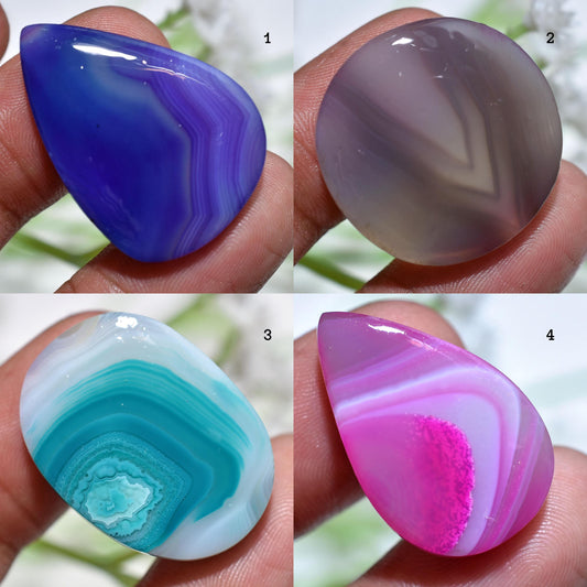 Multi Botswana Agate Smooth Gemstone – Oval Shaped Plain Stones for Jewelry Making