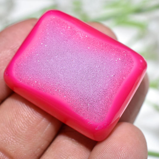 Beautiful Pink Agate Druzy Crystals - Square Shape, Loose Window Druzy Quartz Cabochon