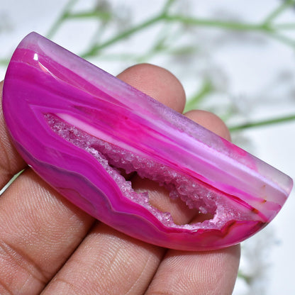 Pink Solar Quartz Stone - Magenta Solar Window Druzy Slice Gemstone Fancy Shape Agate for Jewelry