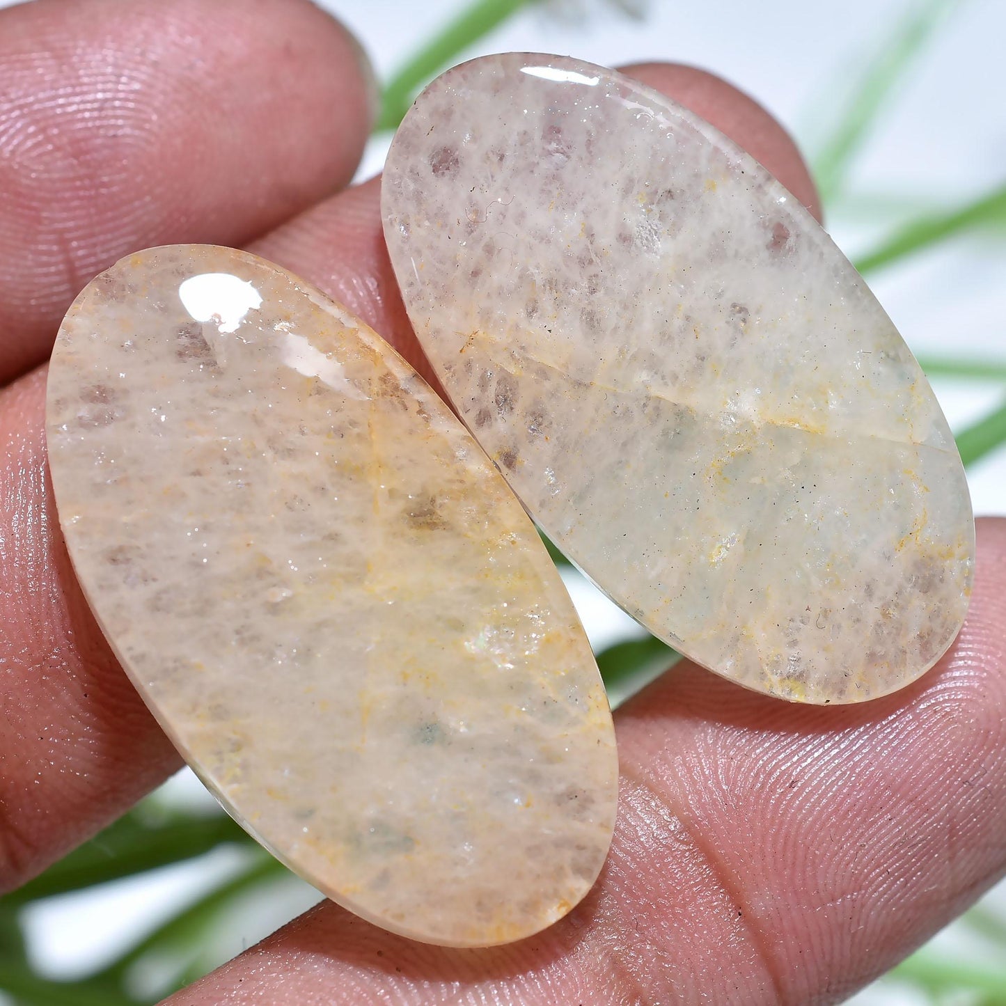 Natural Orange Agate Crystal Pair - Oval & Square Banded Agate Smooth Matched Earring Pair