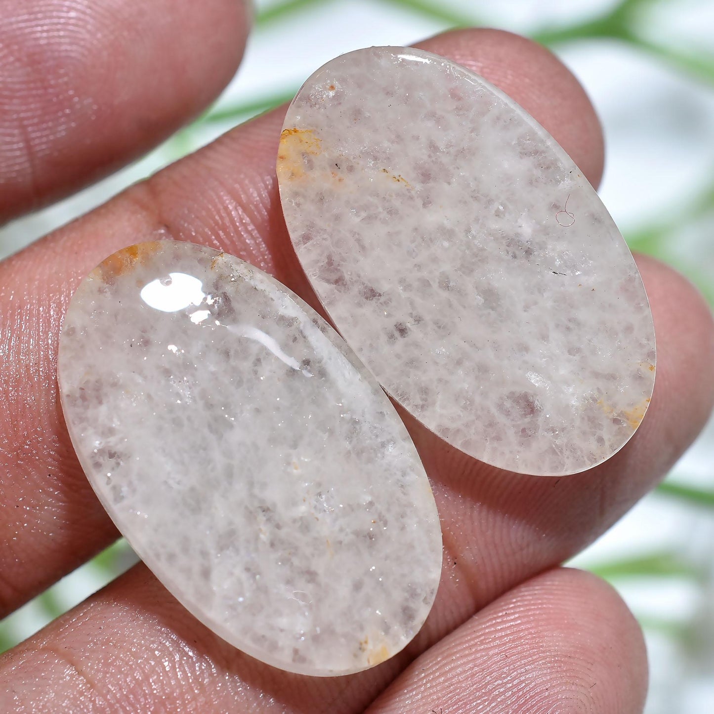 Natural Orange Agate Crystal Pair - Oval & Square Banded Agate Smooth Matched Earring Pair