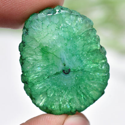 Druzy Quartz Crystal Stone - Green Solar Quartz Cabochon 22x28x4mm