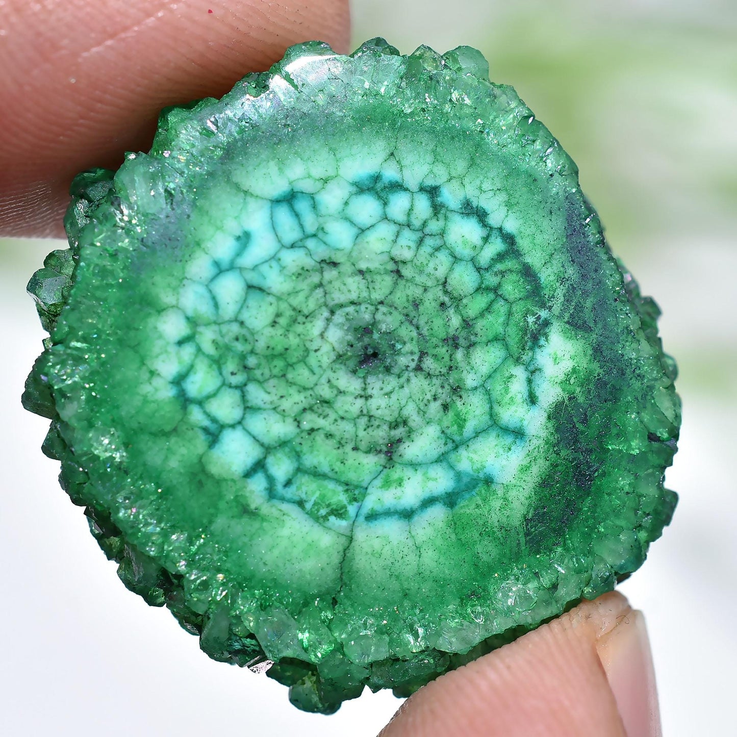 Solar Quartz Crystal Stone - Green Stalactite Cabochon for Jewelry Making