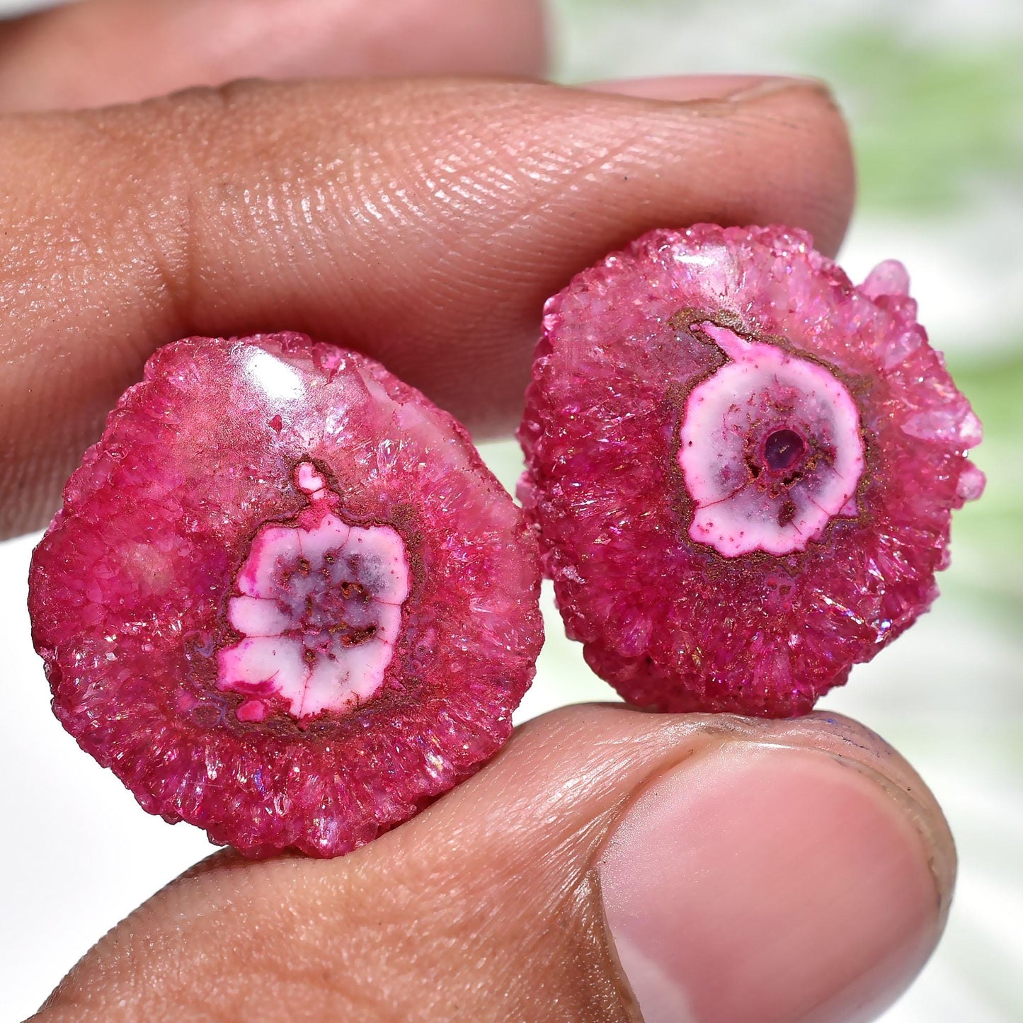 Beautiful Solar Quartz Earring Pair - Round Loose Cabochons for Jewelry Gifts