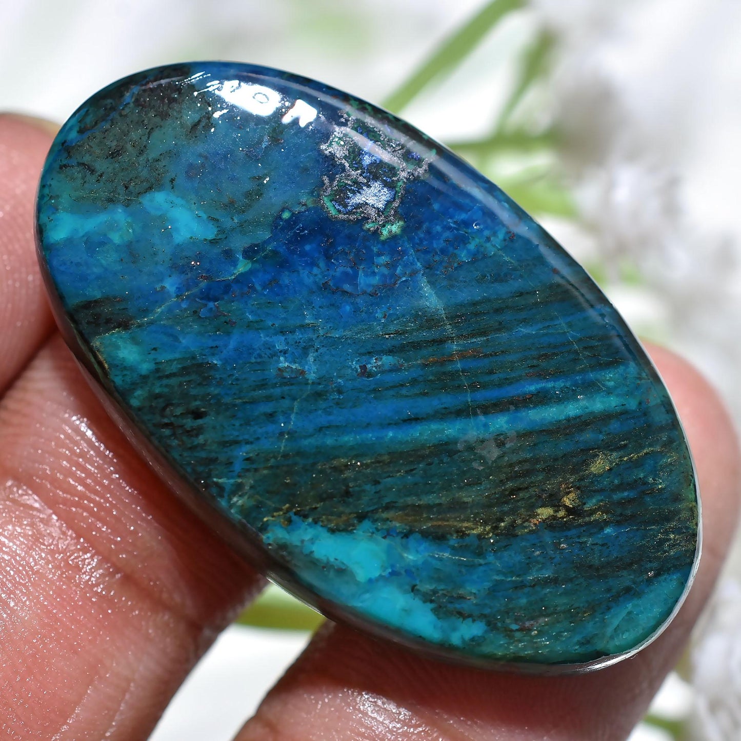 Natural Shattuckite Cabochons - Oval Shaped Loose Flat Back Stone for Pendant Making