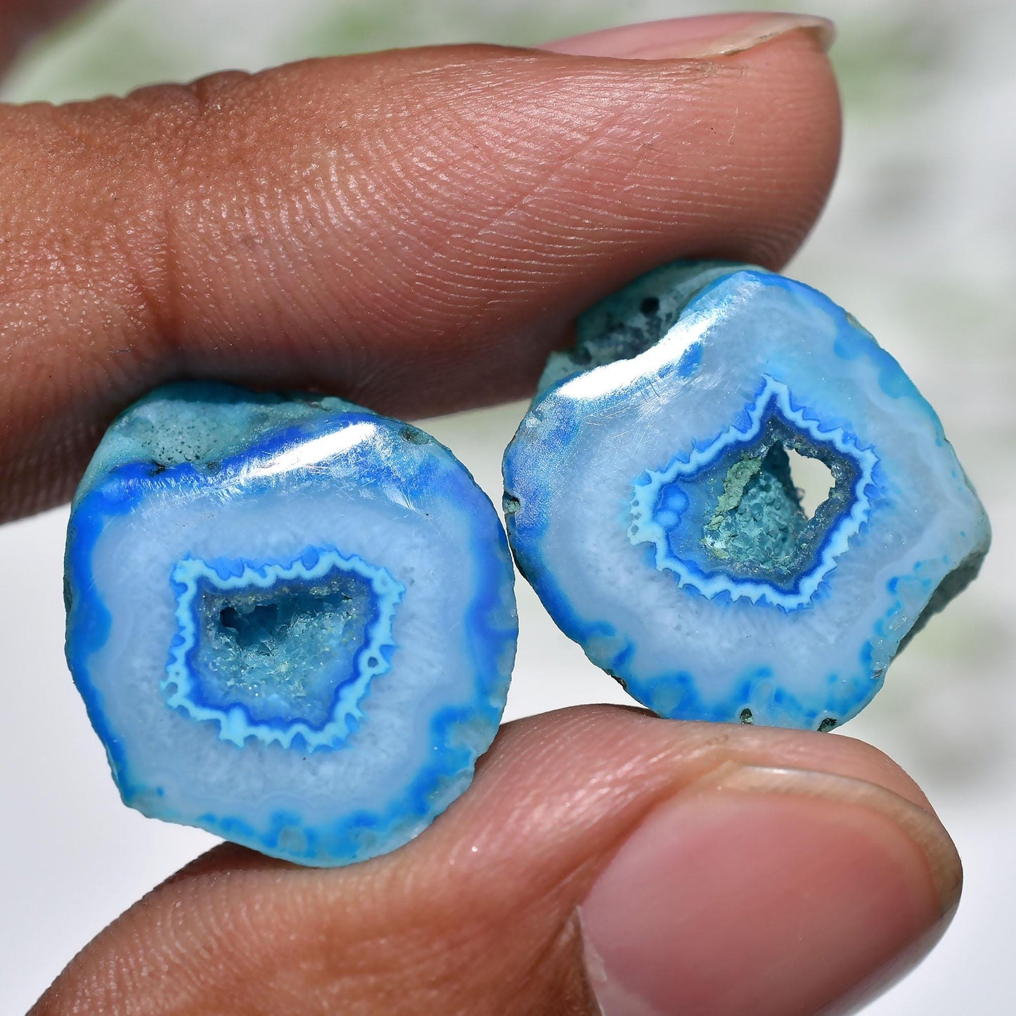 Unique Solar Quartz Pair - Fancy Window Druzy Matched Pair | Geode Agate Stalactite Slice for Earring Making