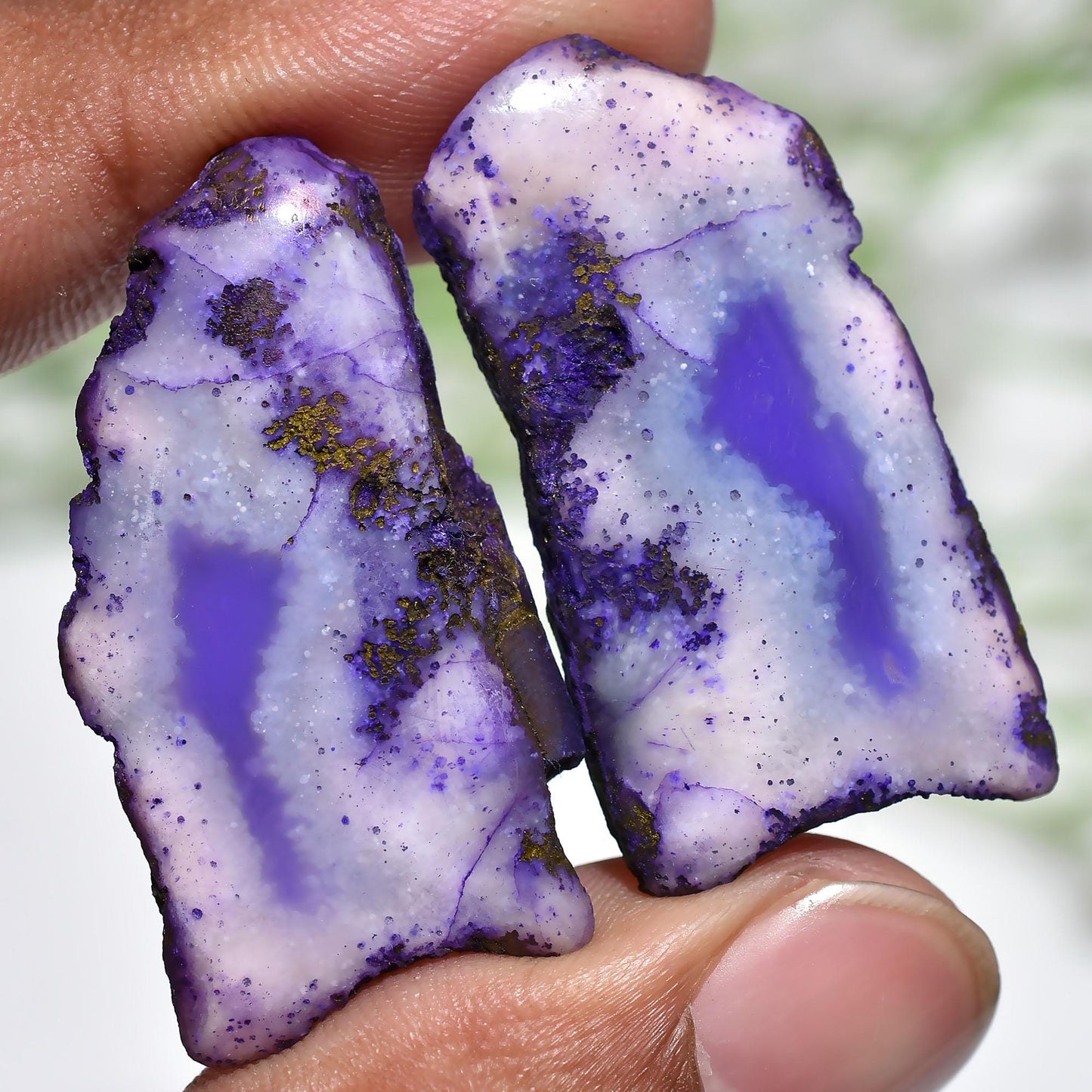 Unique Solar Quartz Pair - Fancy Window Druzy Matched Pair | Geode Agate Stalactite Slice for Earring Making