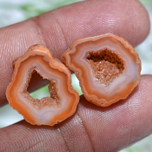 Sparkling Orange Agate Druzy Gemstone Pair – Perfect for Earrings & Gifts