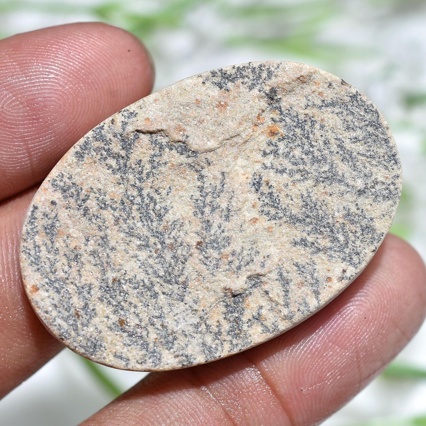 Oval Psilomelane Dendrite Gemstone – Natural Cabochon for Jewelry Making