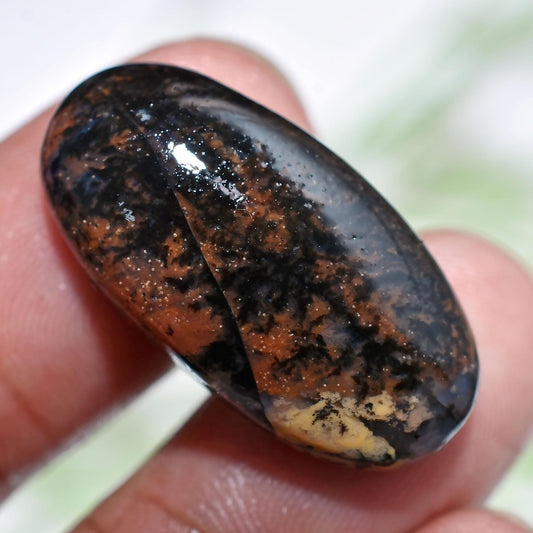 Rare Dendrite Opal Cabochon, Oval Smooth Polished Gemstone