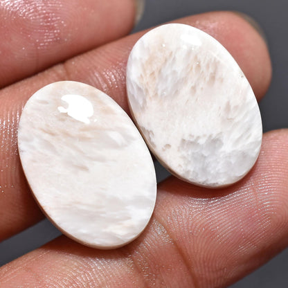 Natural White Scolecite Earrings Pair - Mixed Shape Smooth Stones