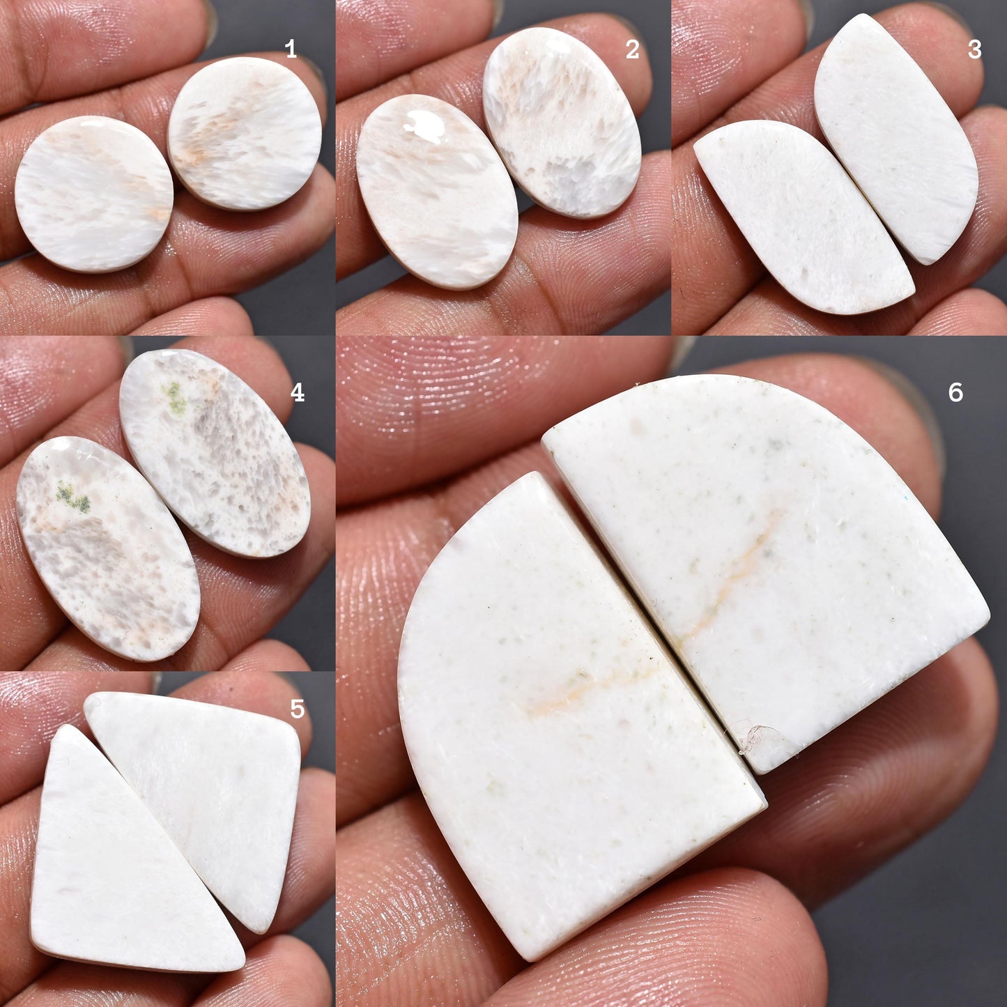 Natural White Scolecite Earrings Pair - Mixed Shape Smooth Stones