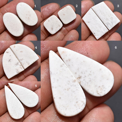 Attractive White Scolecite Earrings Pair - Mixed Shape Smooth Gemstones