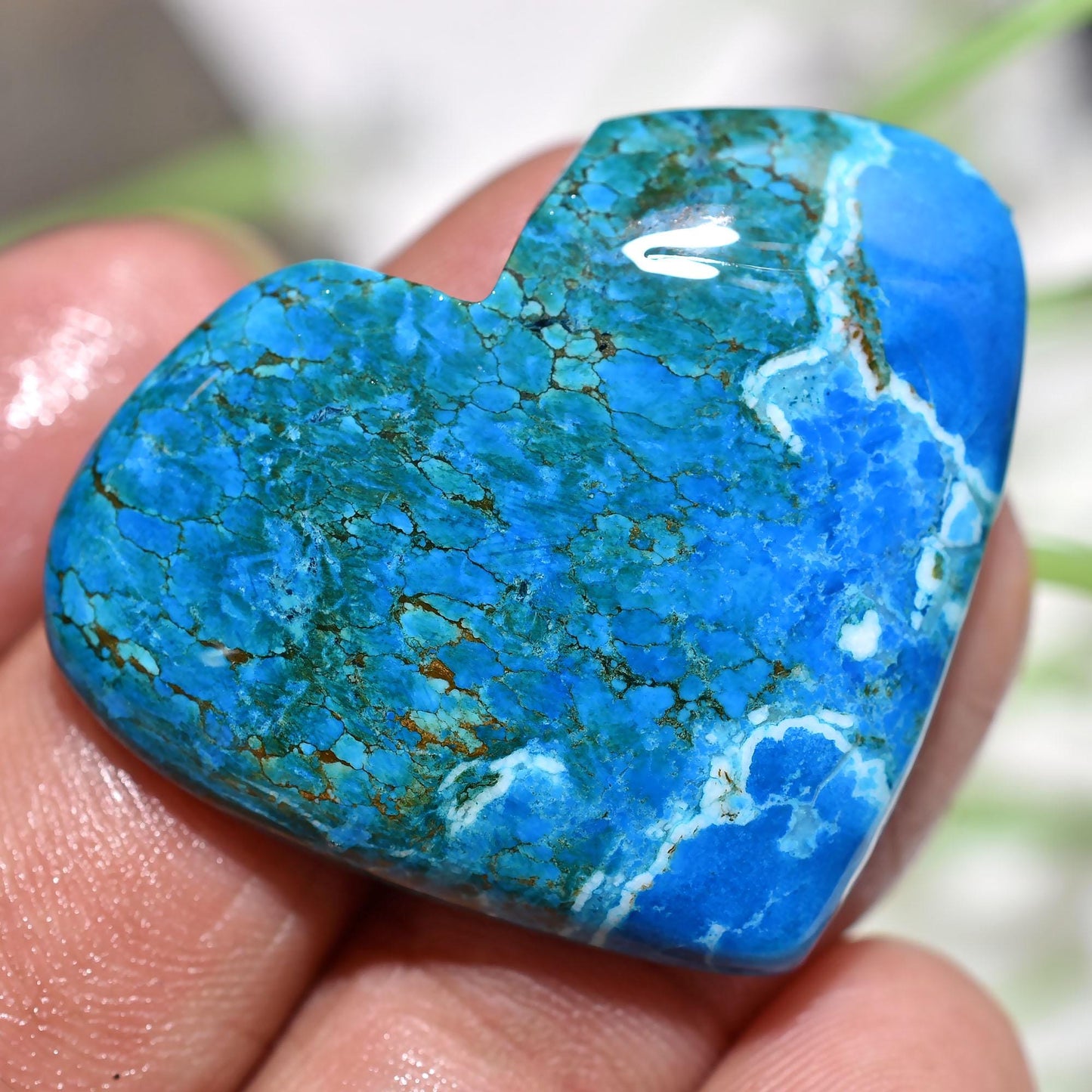 Heart Shape Wild Horse Gemstone – Turquoise Blue Wild Horse Cabochon for Healing, Wholesale Gemstone Heart