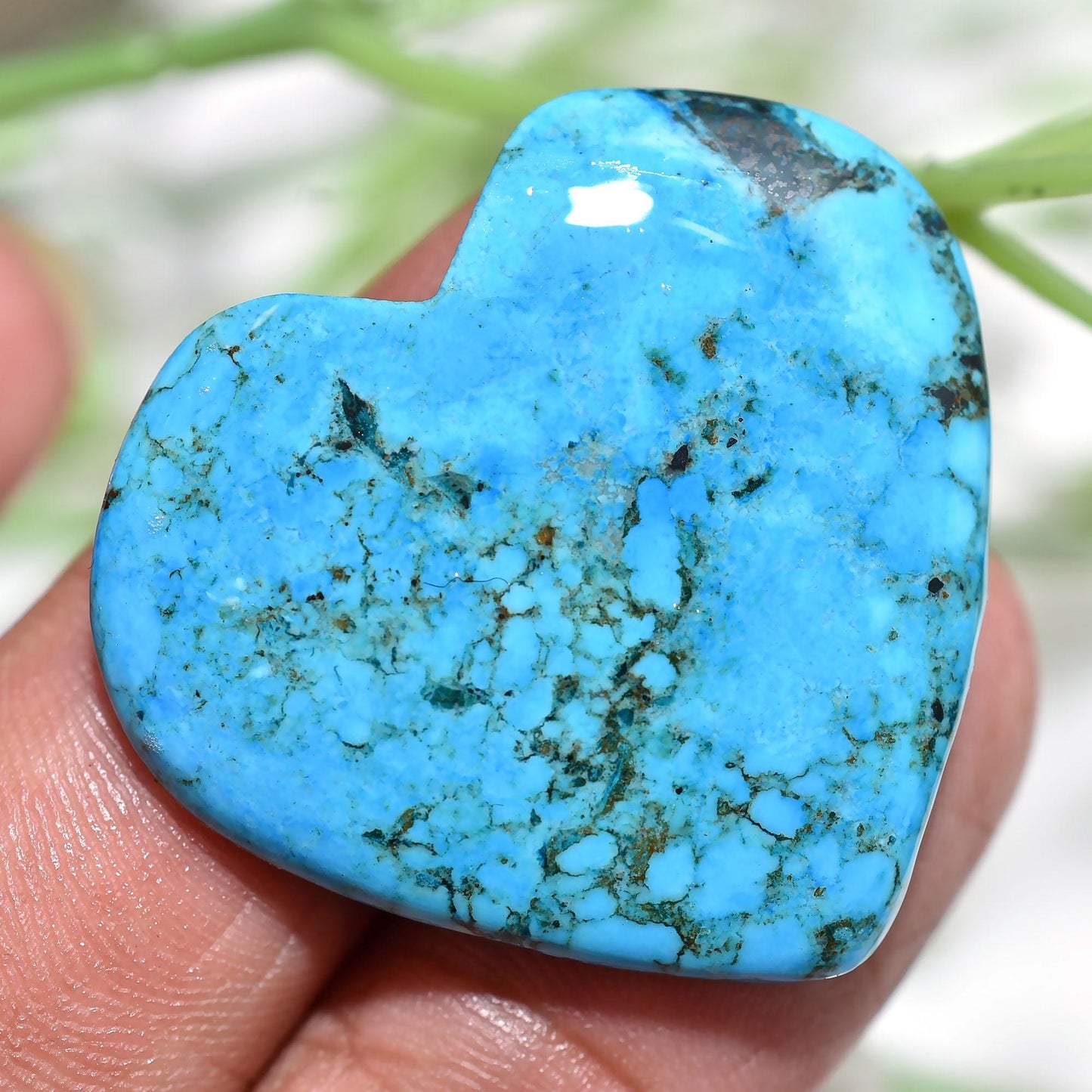 Turquoise Heart Shape Wild Horse Cabochon – Blue Wild Horse Gemstone for Healing Crystals, Wholesale Crystals