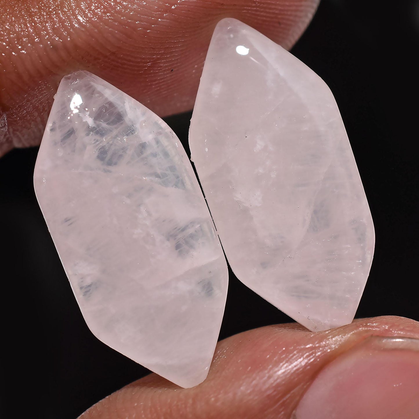 Natural Rose Quartz Crystal Cabochon Pairs – Matching Pink Quartz Stones for Earring Making