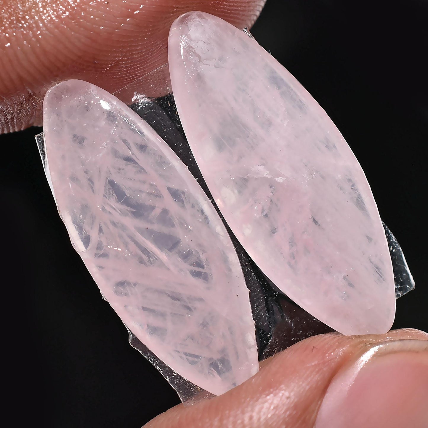 Natural Rose Quartz Crystal Cabochon Pairs – Matching Pink Quartz Stones for Earring Making