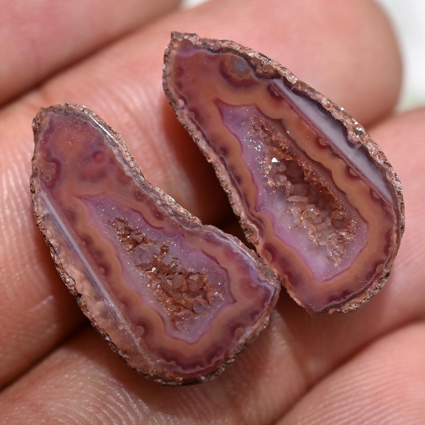 Brown Solar Quartz Gemstone Pair – Window Druzy Solar Slice Pairs for DIY Earrings & Handmade Jewelry