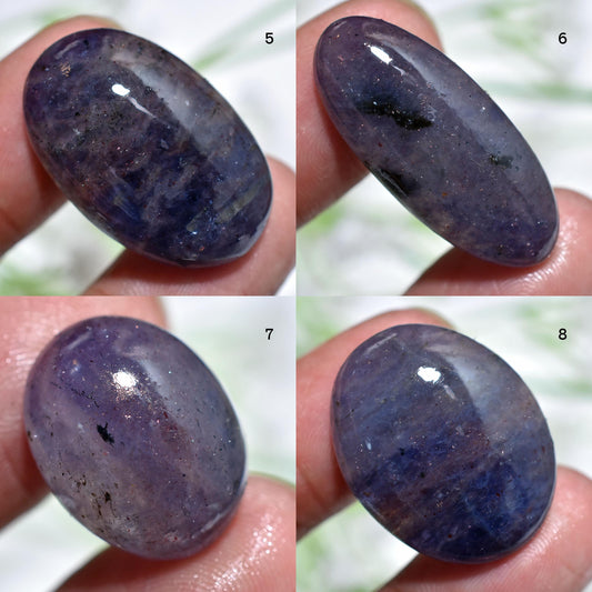 Natural Blue Iolite Cabochon – Oval Shaped Loose Iolite Gemstone for Jewelry Making